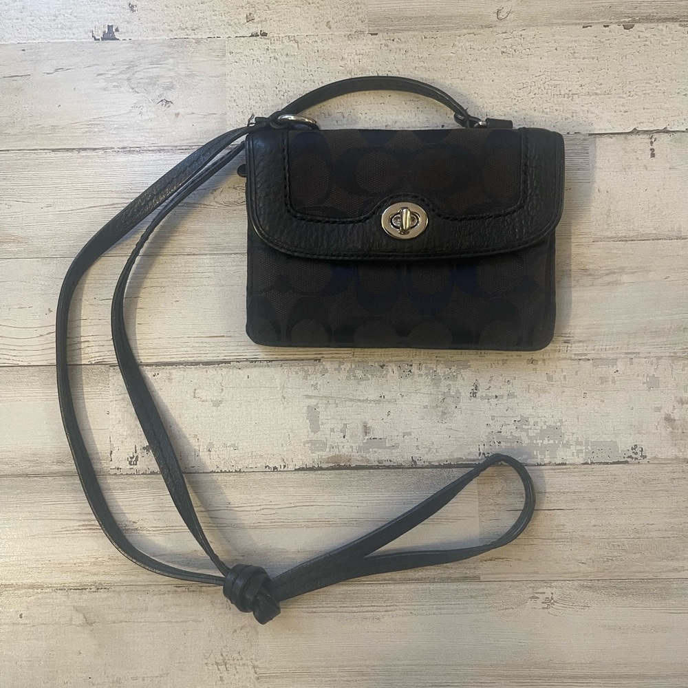 Mini Coach Legacy Signature Black/Brown Crossbody Bag